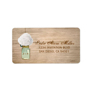 Country Rustic Mason Jar Hydrangea Address Labels