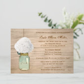 Country Rustic Mason Jar Hydrangea Bridal Shower Invitation (Standing Front)