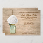 Country Rustic Mason Jar Hydrangea Bridal Shower Invitation (Front/Back)