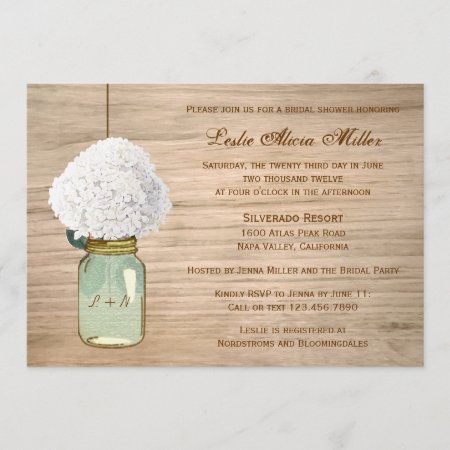 Country Rustic Mason Jar Hydrangea Bridal Shower Invitation