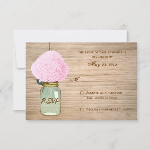 Country Rustic Mason Jar Hydrangea RSVP