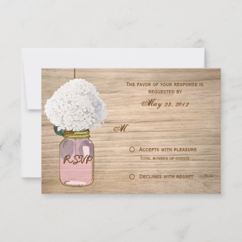 Country Rustic Mason Jar Hydrangea RSVP
