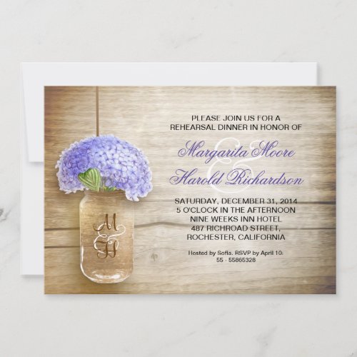 country rustic mason jar rehearsal dinner invites