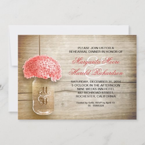 country rustic mason jar rehearsal dinner invites