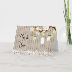 Country Rustic Mason Jar Thank You Card