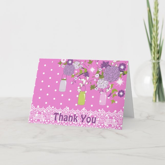 Country Rustic Mason Jar Thank You Card (Front)