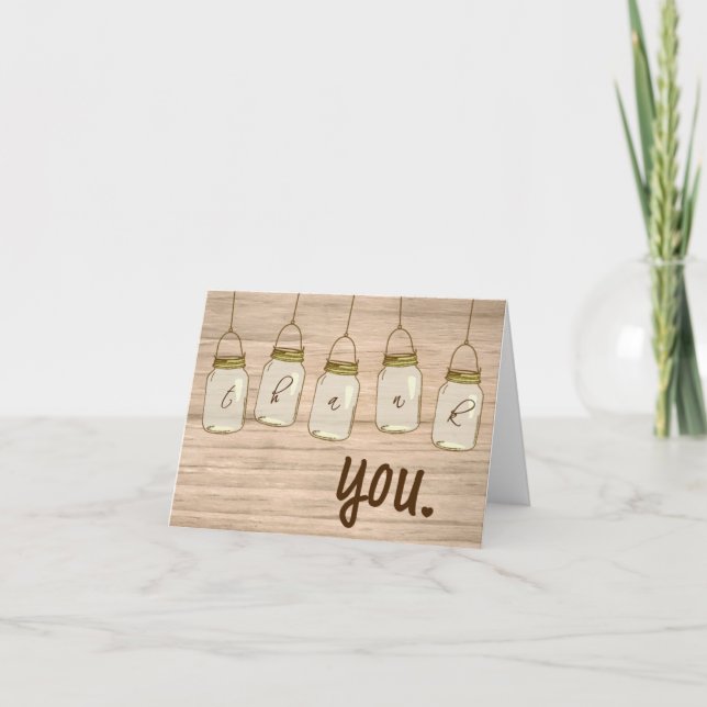 Country Rustic Mason Jar Thank You Note (Front)