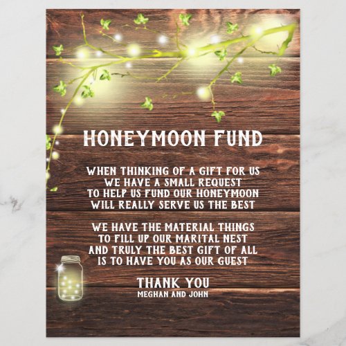 Country Rustic Mason String Lights Honeymoon Fund 