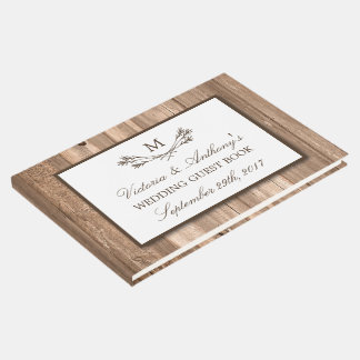Country Rustic Monogram Branch & Wood Wedding Guest Book