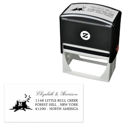 Country Rustic Monogram Tree Return Address Self_inking Stamp