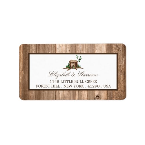 Country Rustic Monogram Tree  Wood Wedding Label