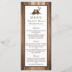 Country Rustic Monogram Tree & Wood Wedding Menu