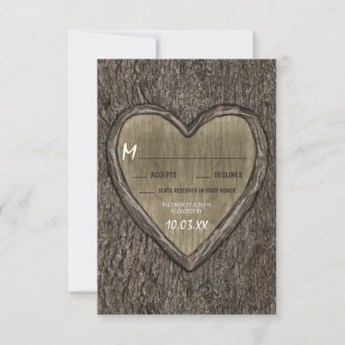 Country Rustic Oak Tree Bark Wedding RSVP Cards