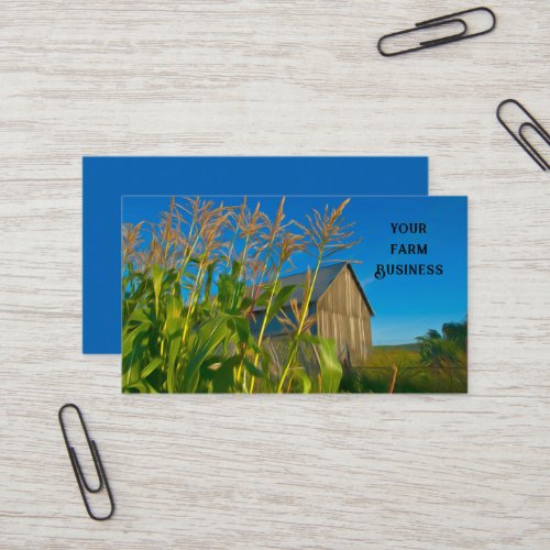 Country Rustic Old Barn Blue Green Farm Business Card