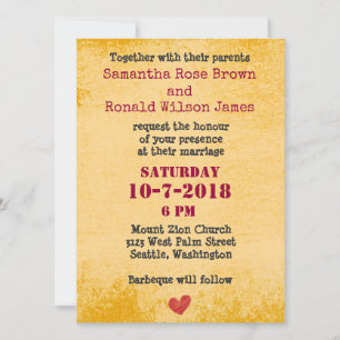 Country Rustic Old Look Typed Wedding Invitation