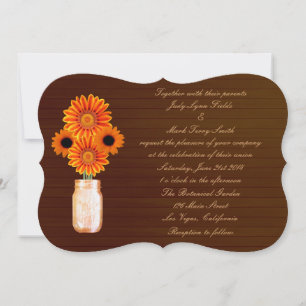 Country Rustic Orange Mason Jar Wedding Invitation