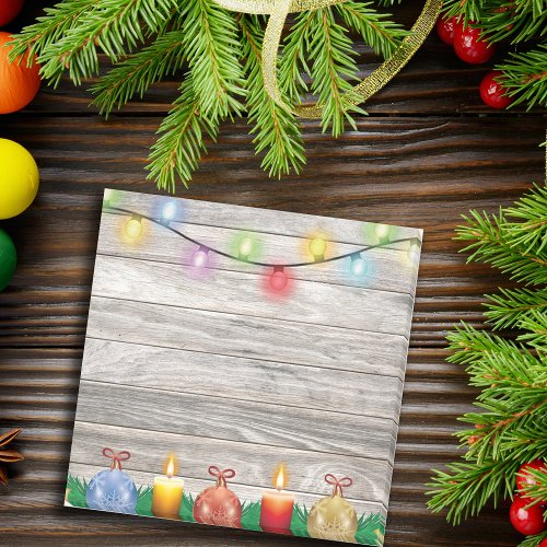 Country Rustic Ornaments on Wood Christmas Post_it Notes