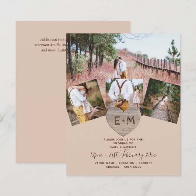 Country Rustic Photo Carved Heart Monogram Wedding (Front/Back)