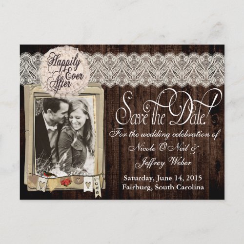 Country Rustic Photo Save the Date Wedding Card