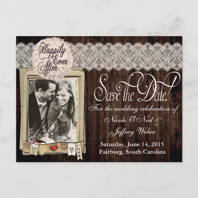 Country Rustic Photo Save the Date Wedding Card (Front)