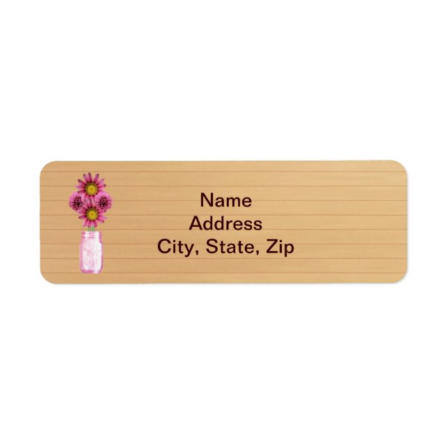 Country Rustic Pink Mason Jar Address Labels (Front)