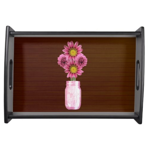 Country Rustic Pink Mason Jar Serving Tray