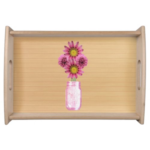 Country Rustic Pink Mason Jar Serving Tray