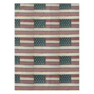 Country Rustic Prim Look USA Flag Tablecloth