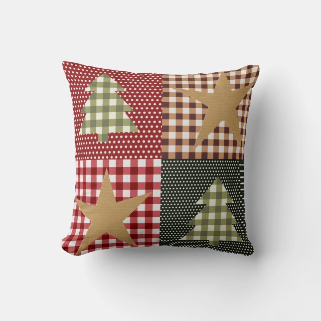 Country Rustic Primitive Christmas Throw Pillow (Front)
