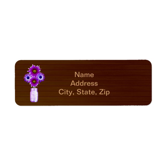 Country Rustic Purple Mason Jar Address Labels (Front)
