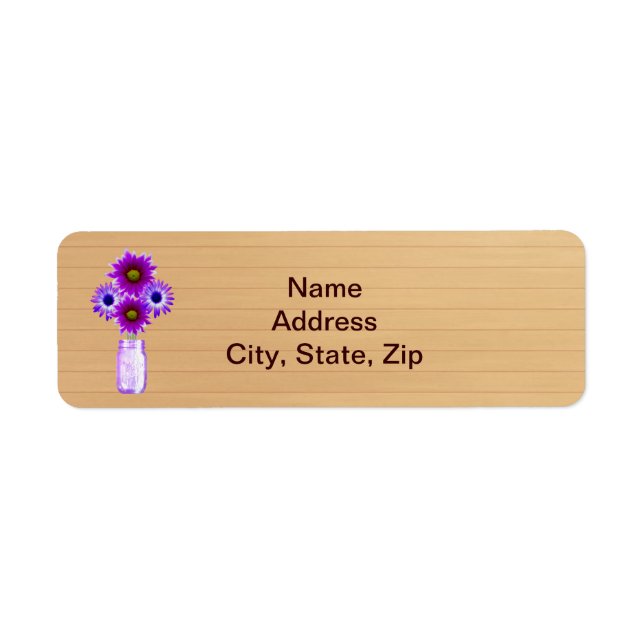 Country Rustic Purple Mason Jar Address Labels (Front)