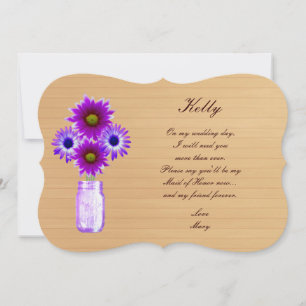 Country Rustic Purple Mason Jar Maid Of Honor Card