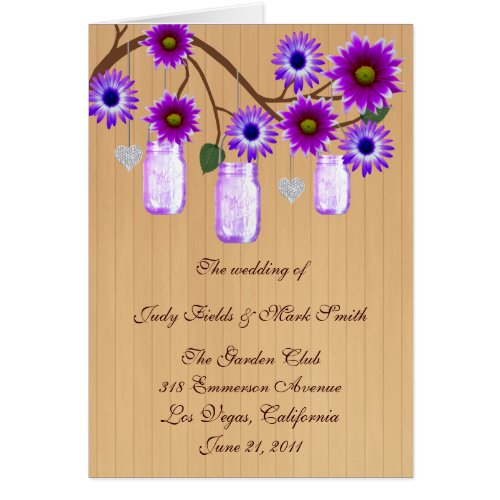 Country Rustic Purple Mason Jars Program Card