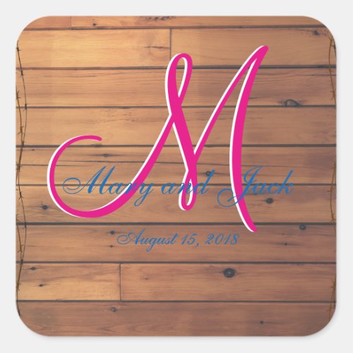 Country Rustic Ranch Barn Wall 3d Monogram Square Sticker