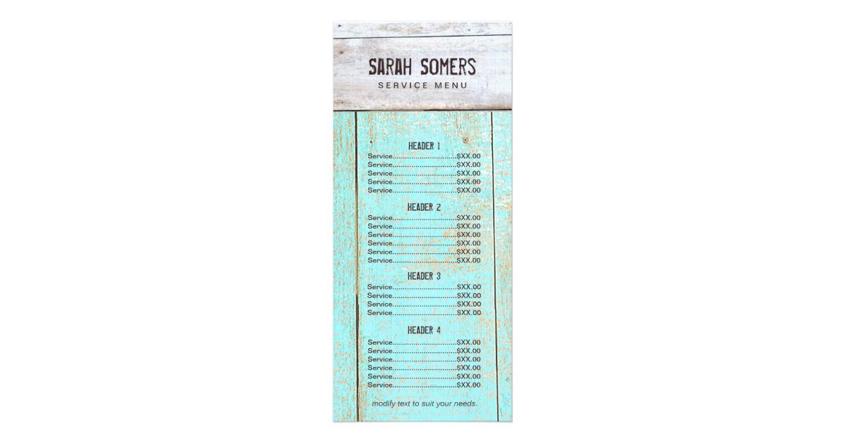 Country Rustic Reclaimed Wood Price List Menu | Zazzle.com