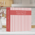 Country Rustic Red Pillow Ticking Family Recipe 3 Ring Binder<br><div class="desc">This simple, rustic design adds style and grace to your kitchen, with its soft red and white pillow ticking country style background. Gather your favorite family recipes and add your family memories to make this a cherished keepsake. Add a name to personalize it. Makes a great bridal shower, Christmas or...</div>