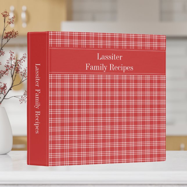 Country Rustic Red Small Plaid Family Recipe 3 Ring Binder (Creator Uploaded)