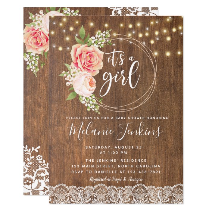 baby shower rustic invitations