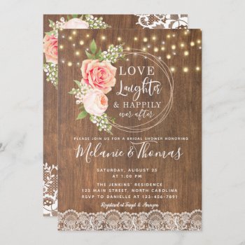 Country Rustic Rose Lace Bridal Shower Invitation by YourMainEvent at Zazzle