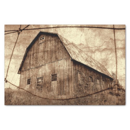 Country Rustic Sepia Barn Vintage Texture Tissue Paper