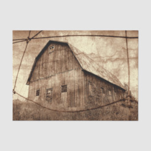 Country Rustic Sepia Barn Vintage Texture Tissue Paper