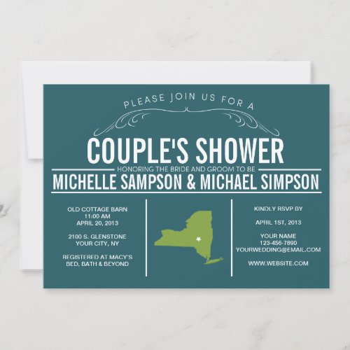 Country Rustic State Couple's Shower Announcements