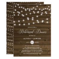 Country Rustic String Lights Rehearsal Dinner Invitation