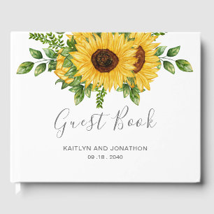 Country Rustic Summer Sunflower Garden Wedding Guest Book