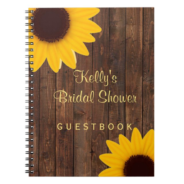 Country Rustic Sunflower Bridal Shower Guest Book (Front)