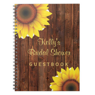 Country Rustic Sunflower Bridal Shower Guest Book