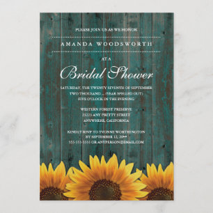 Country Rustic Sunflower Bridal Shower Invitations
