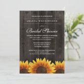 Country Rustic Sunflower Bridal Shower Invitations (Standing Front)