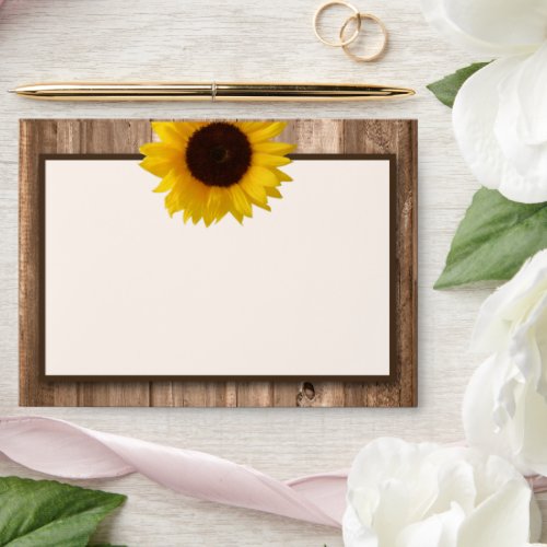 Country Rustic Sunflower  Brown Wood Wedding Envelope