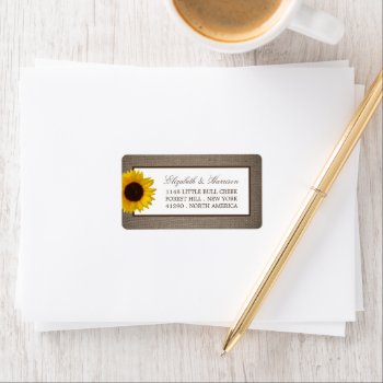 Country Rustic Sunflower & Burlap Wedding Label by StampedyStamp at Zazzle